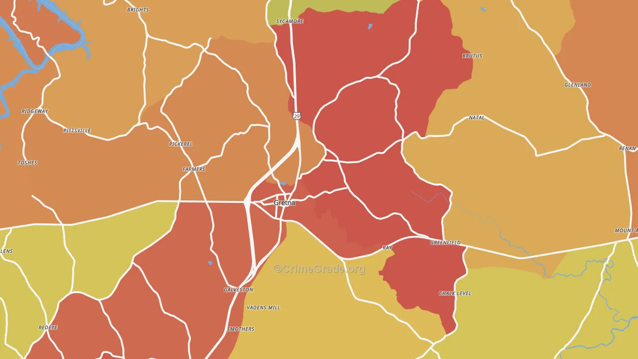Gretna, VA Map of Drug-Related Crime Rates