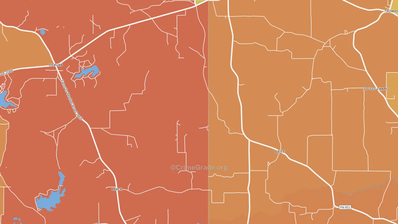 Grice, TX Map of Drug-Related Crime Rates