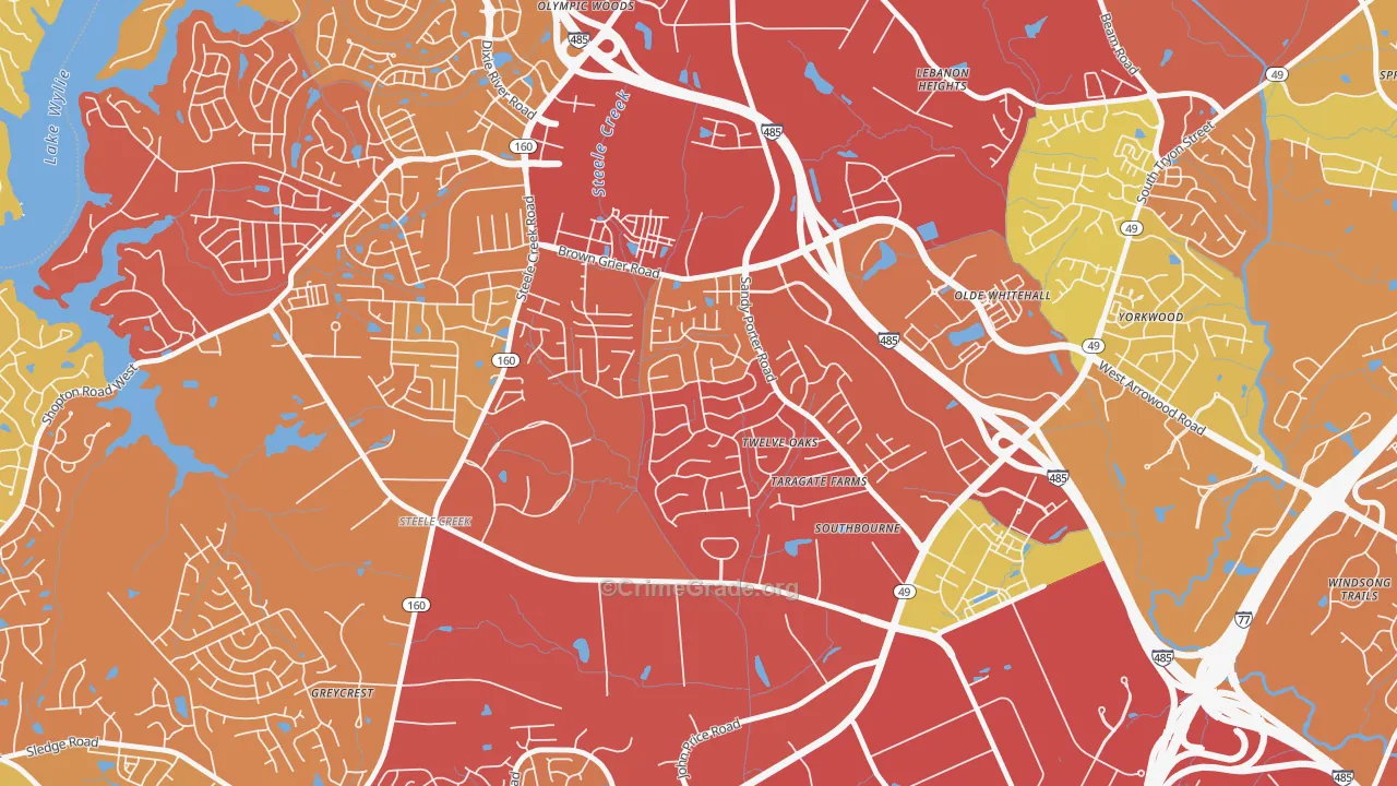 Griers Fork, Charlotte, NC Map of Drug-Related Crime Rates