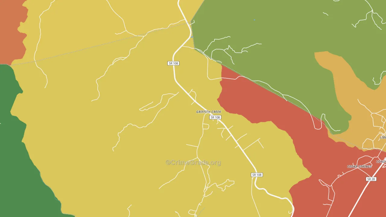 Griffith Creek, TN Map of Drug-Related Crime Rates