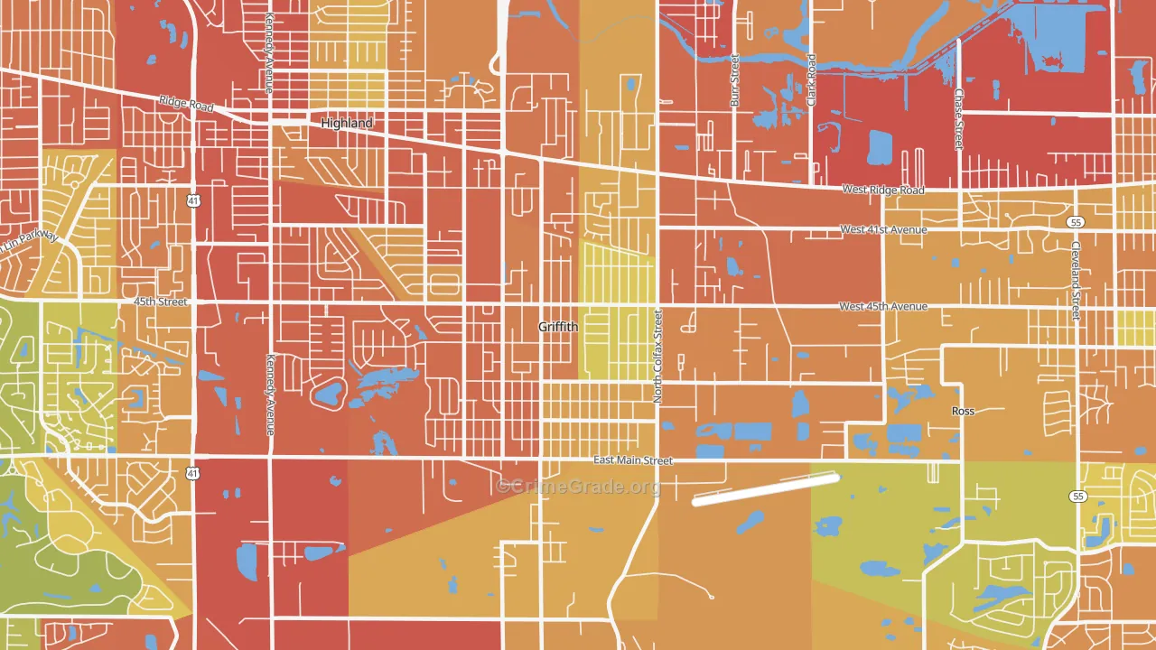 Griffith, IN Map of Drug-Related Crime Rates