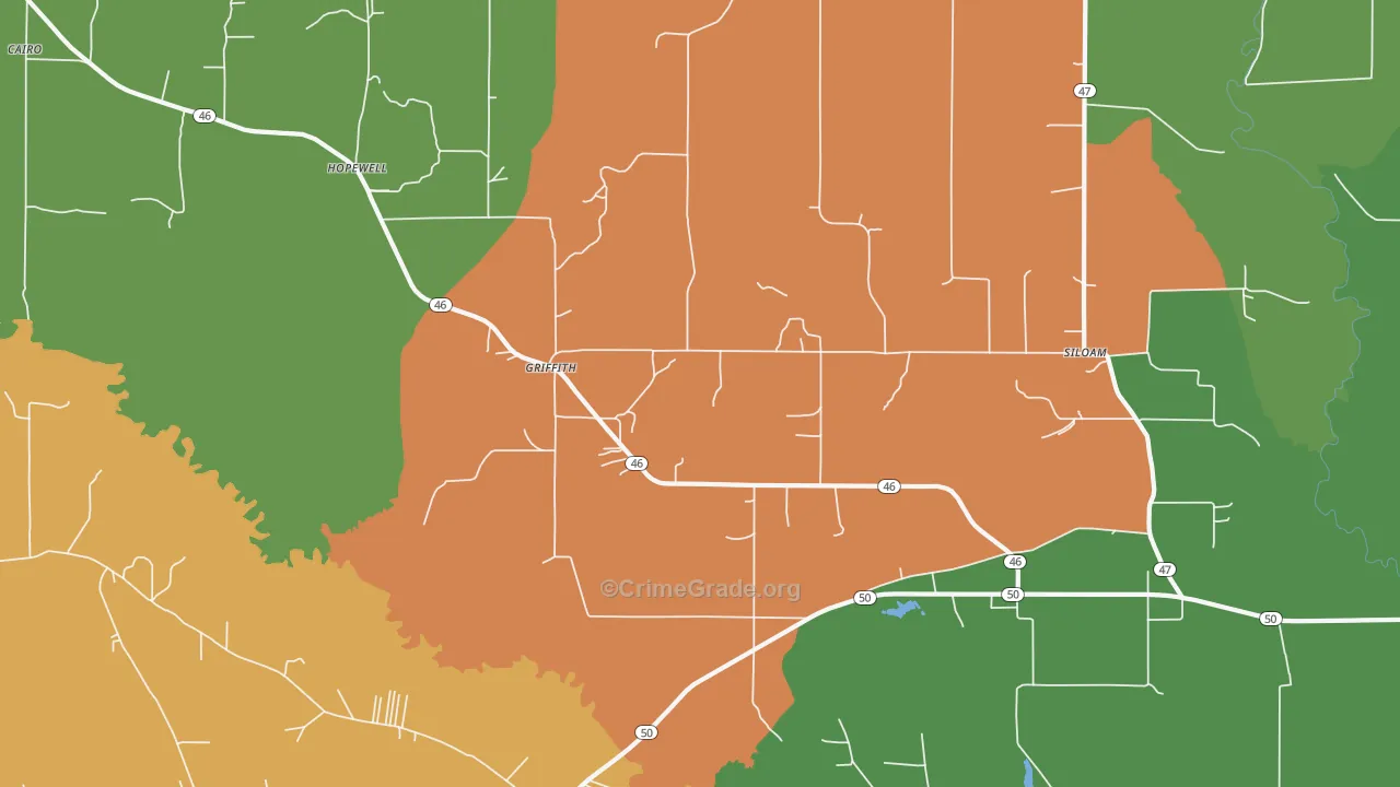 Griffith, MS Map of Drug-Related Crime Rates
