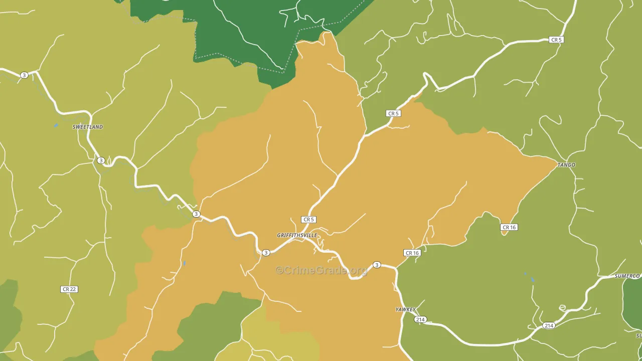 Griffithsville, WV Map of Drug-Related Crime Rates