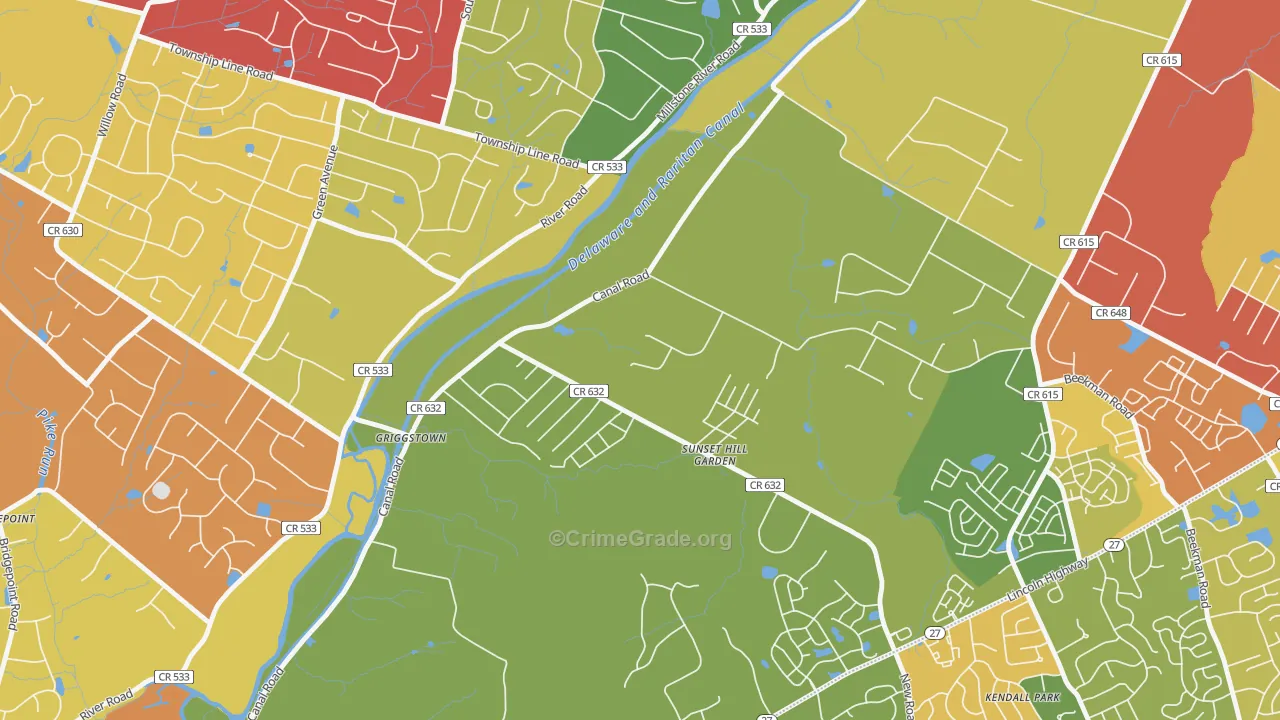Griggstown, NJ Map of Drug-Related Crime Rates