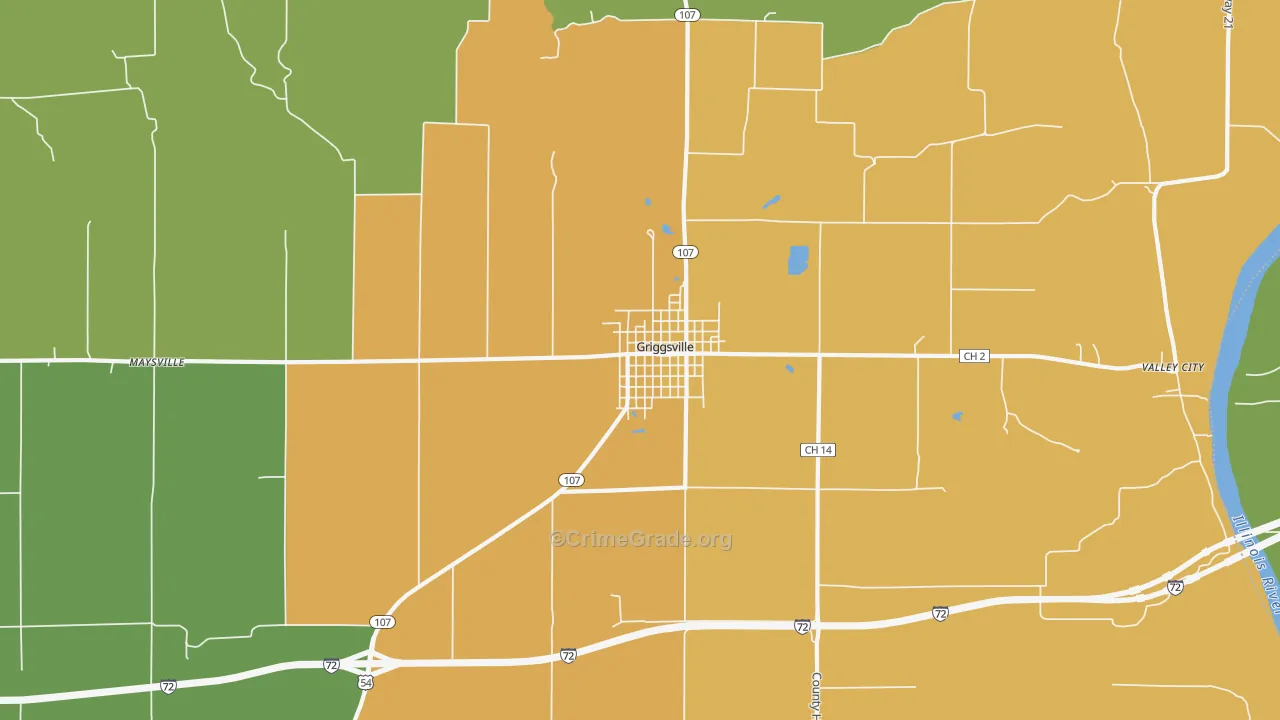 Griggsville, IL Map of Drug-Related Crime Rates