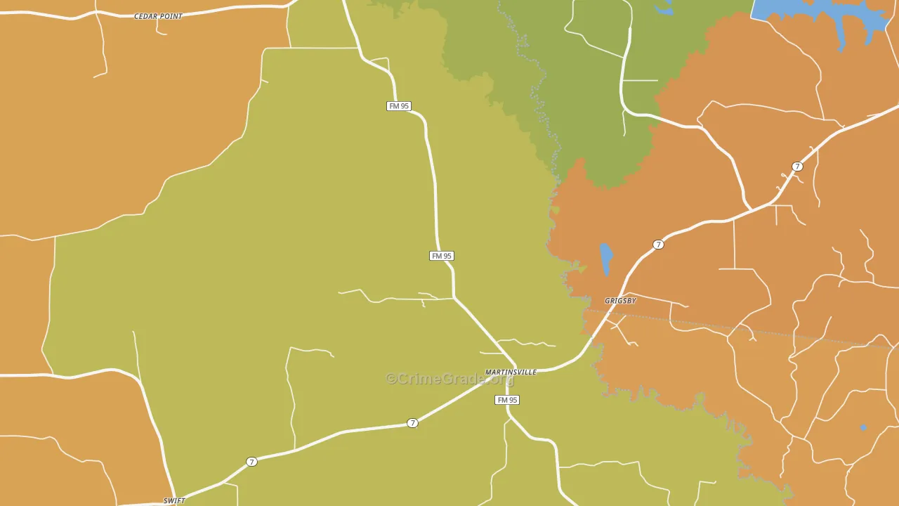 Grigsby, TX Map of Drug-Related Crime Rates