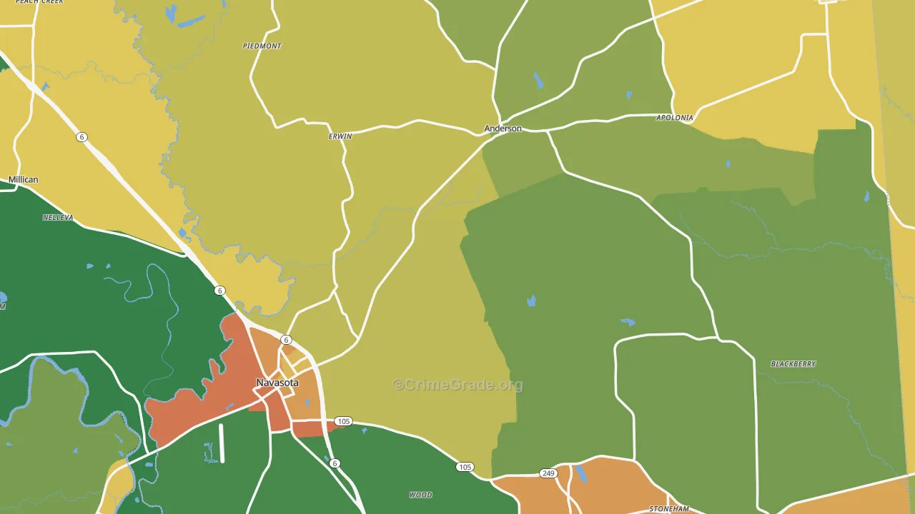 Grimes County, TX Map of Drug-Related Crime Rates