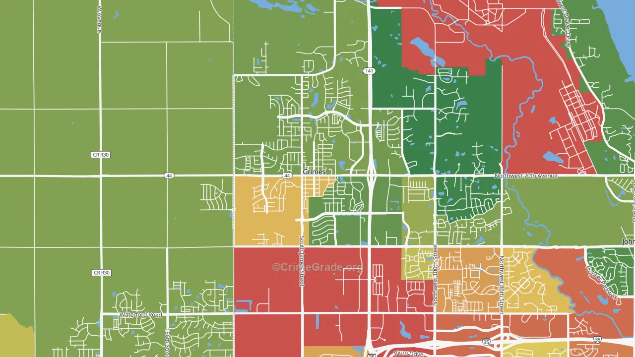 Grimes, IA Map of Drug-Related Crime Rates