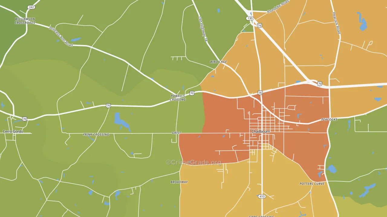 Grist, NC Map of Drug-Related Crime Rates