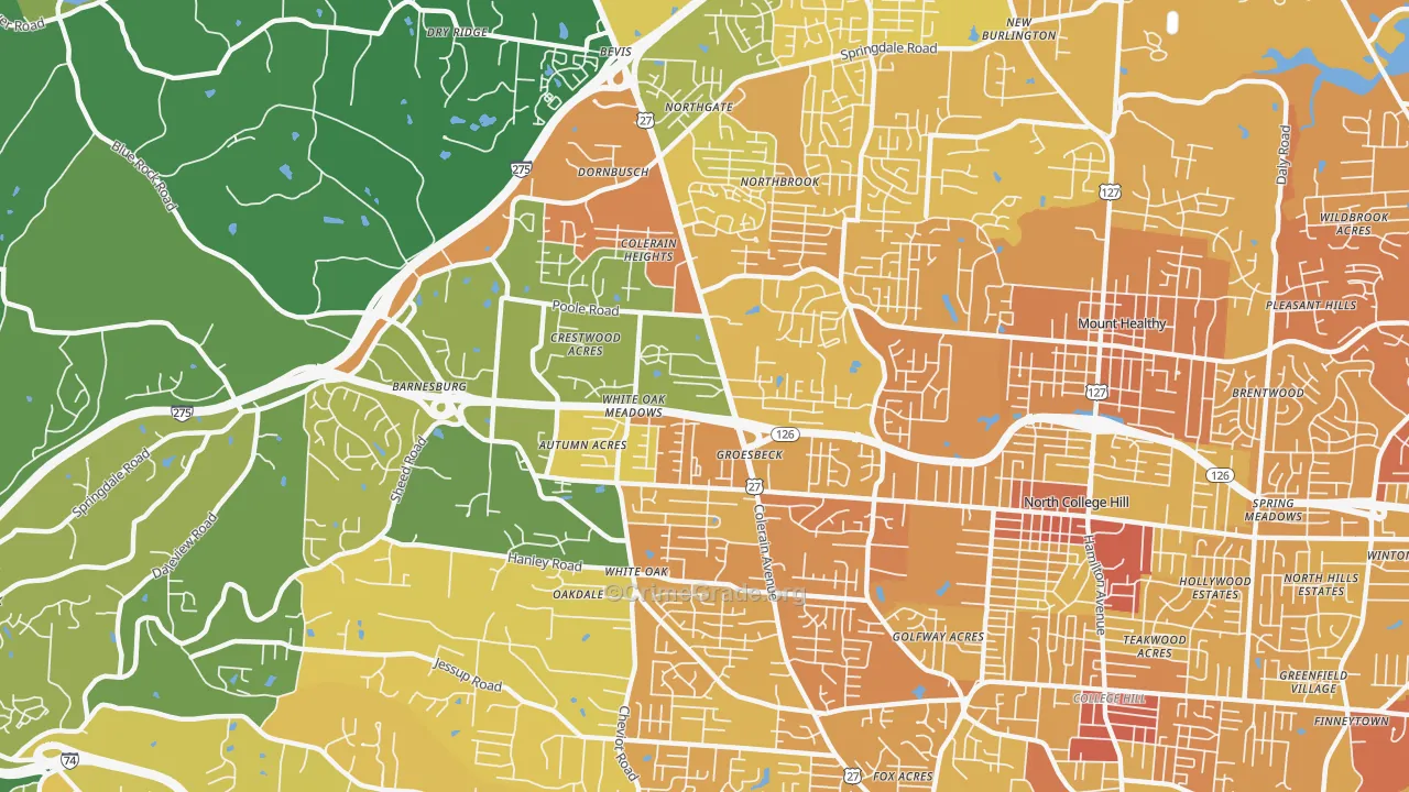 Groesbeck, Cincinnati, OH Map of Drug-Related Crime Rates