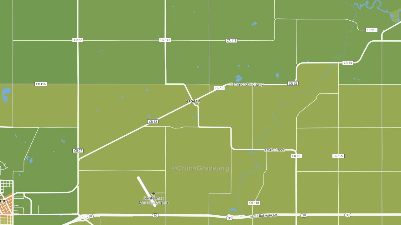 Grogan, MN Map of Drug-Related Crime Rates