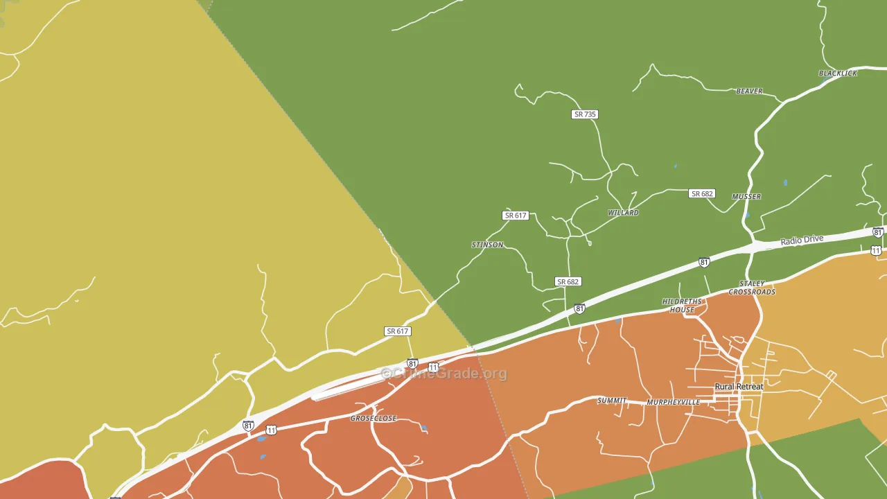 Groseclose, VA Map of Drug-Related Crime Rates