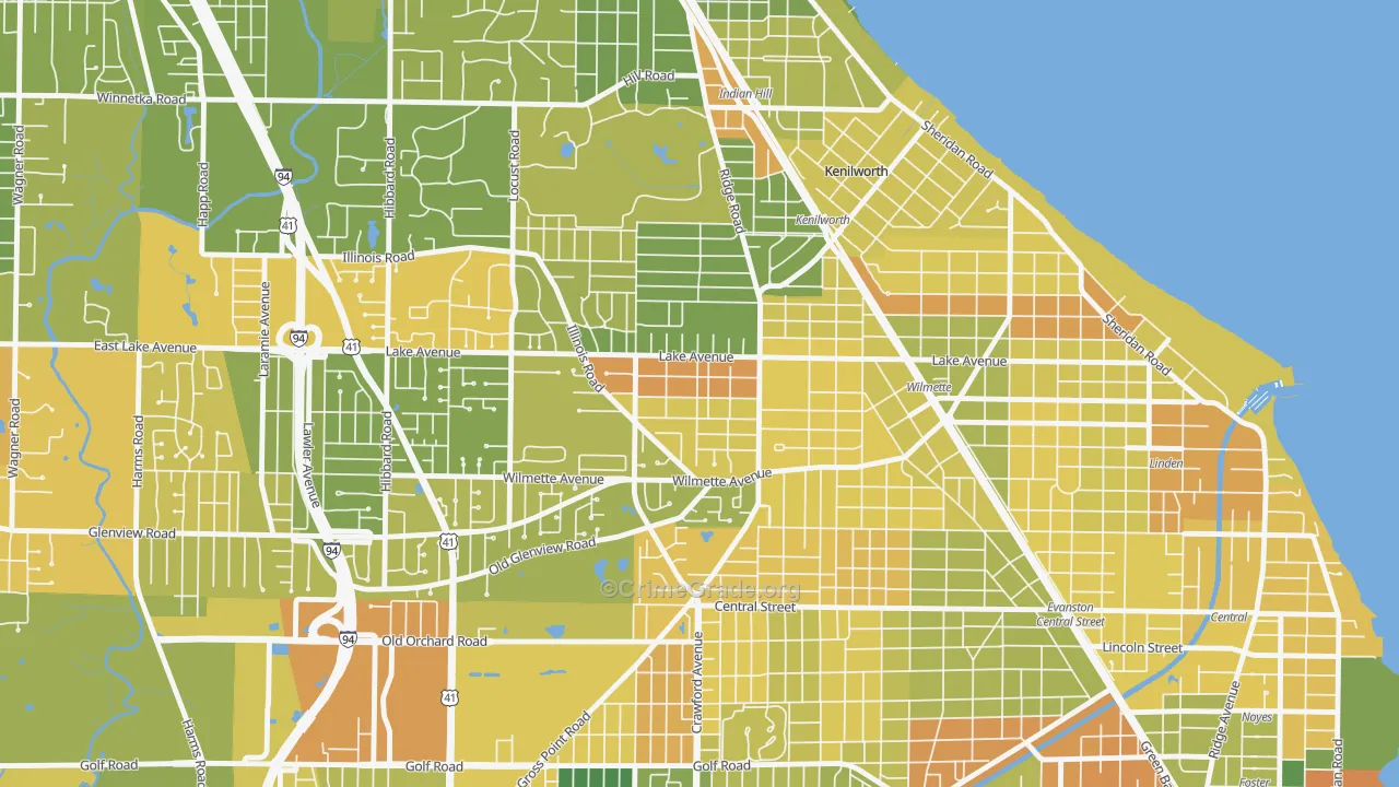 Gross Point, Wilmette, IL Map of Drug-Related Crime Rates