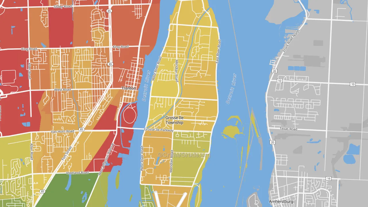 Grosse Ile, MI Map of Drug-Related Crime Rates
