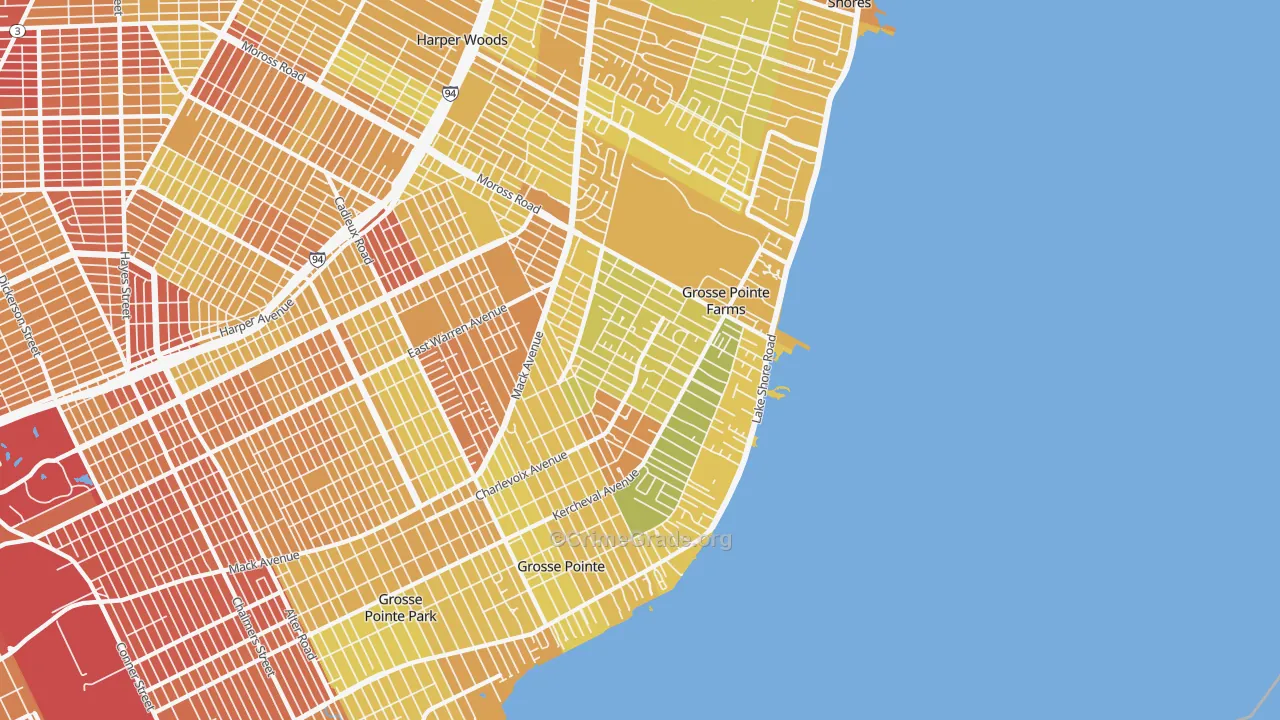 Grosse Pointe Farms, MI Map of Drug-Related Crime Rates
