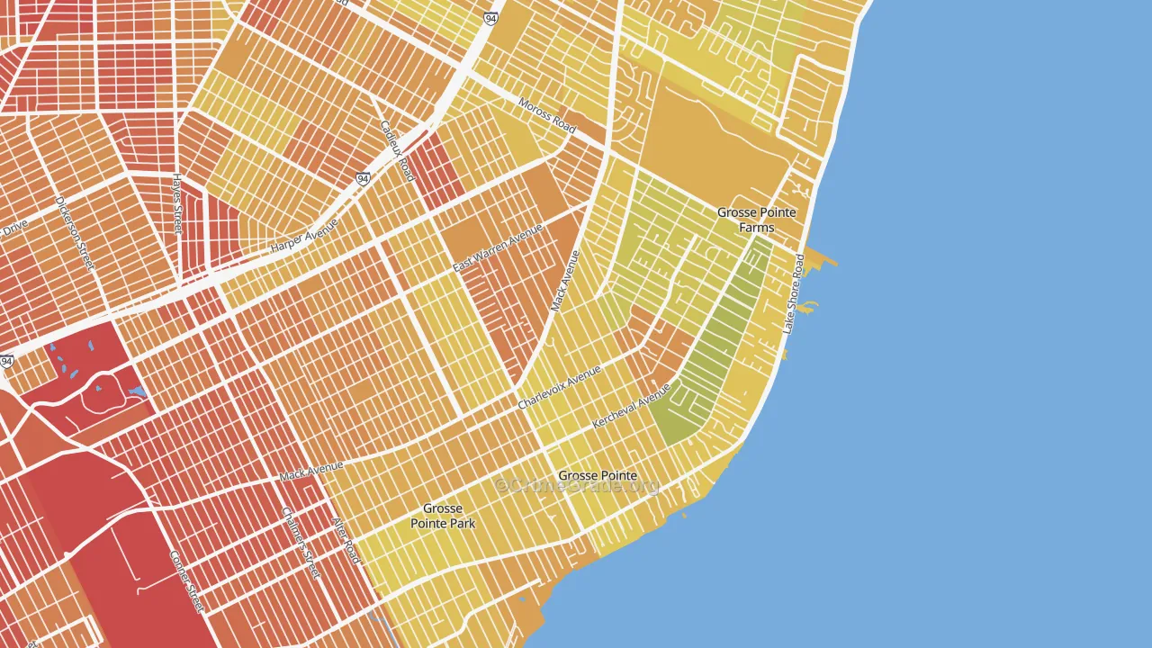 Grosse Pointe, MI Map of Drug-Related Crime Rates