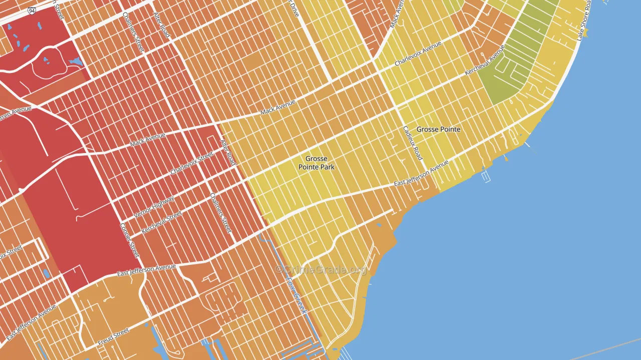 Grosse Pointe Park, MI Map of Drug-Related Crime Rates