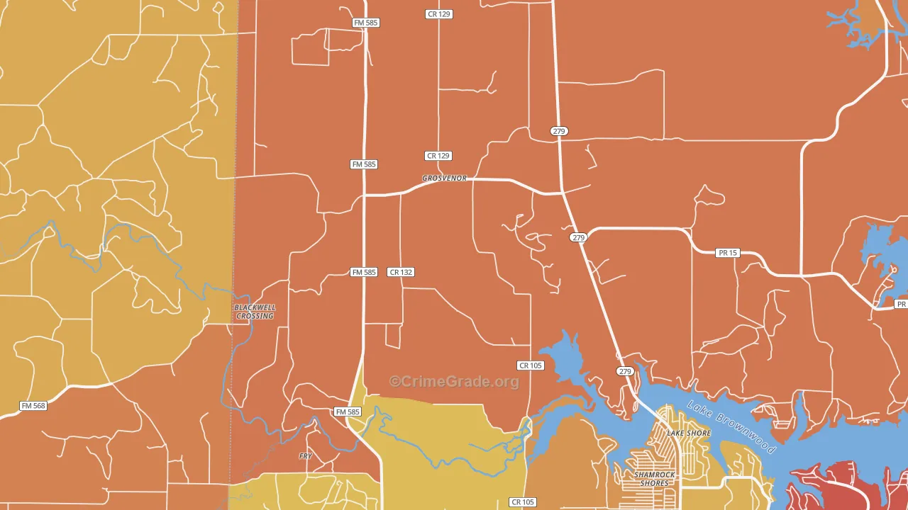 Grosvenor, TX Map of Drug-Related Crime Rates