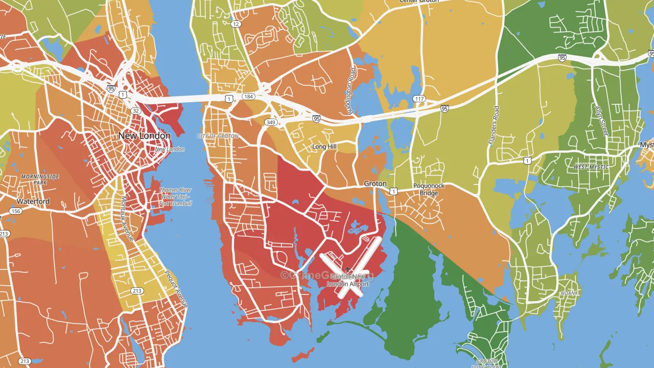 Groton, CT Map of Drug-Related Crime Rates
