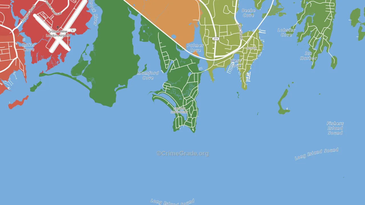Groton Long Point, CT Map of Drug-Related Crime Rates