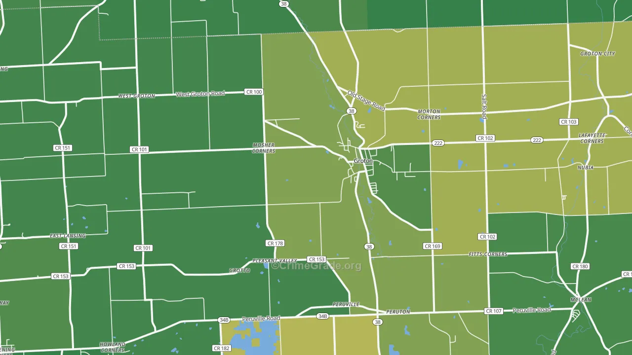 Groton, NY Map of Drug-Related Crime Rates