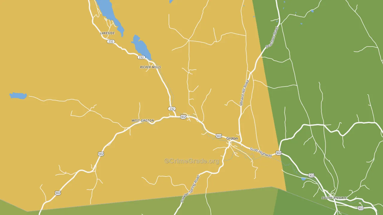 Groton, VT Map of Drug-Related Crime Rates
