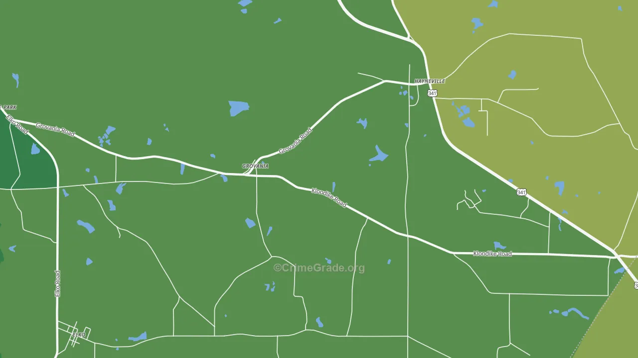Grovania, GA Map of Drug-Related Crime Rates