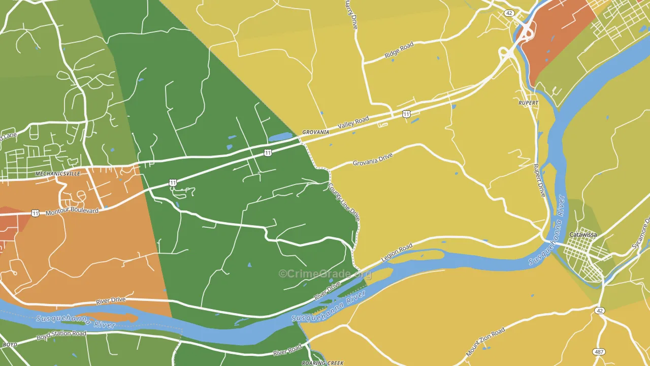 Grovania, PA Map of Drug-Related Crime Rates