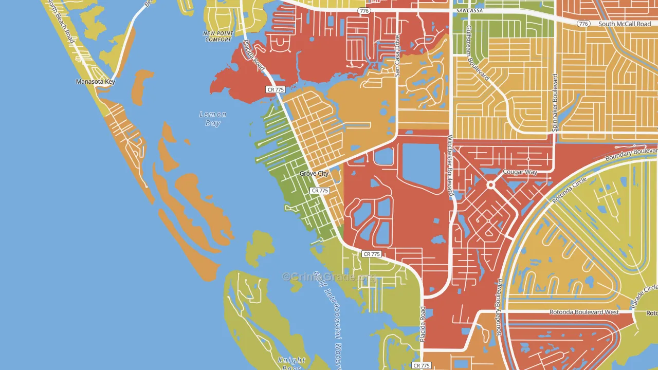 Grove City, FL Map of Drug-Related Crime Rates