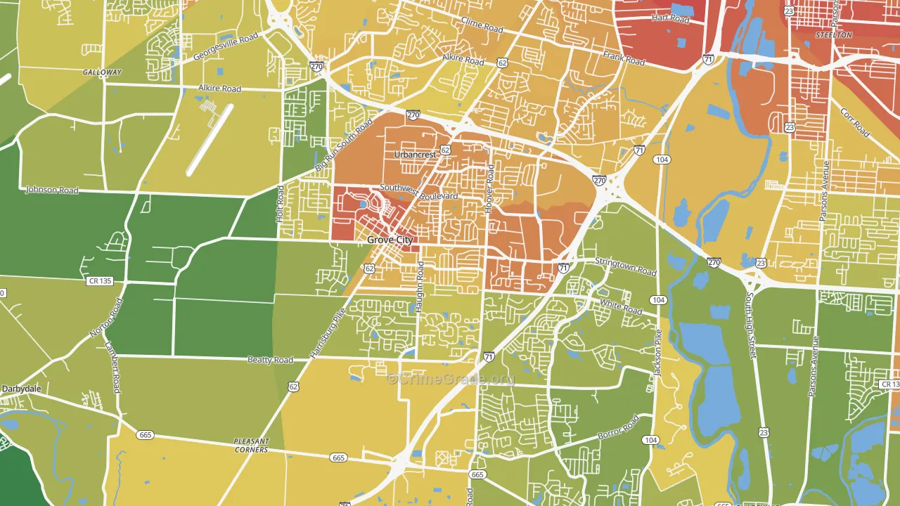Grove City, OH Map of Drug-Related Crime Rates