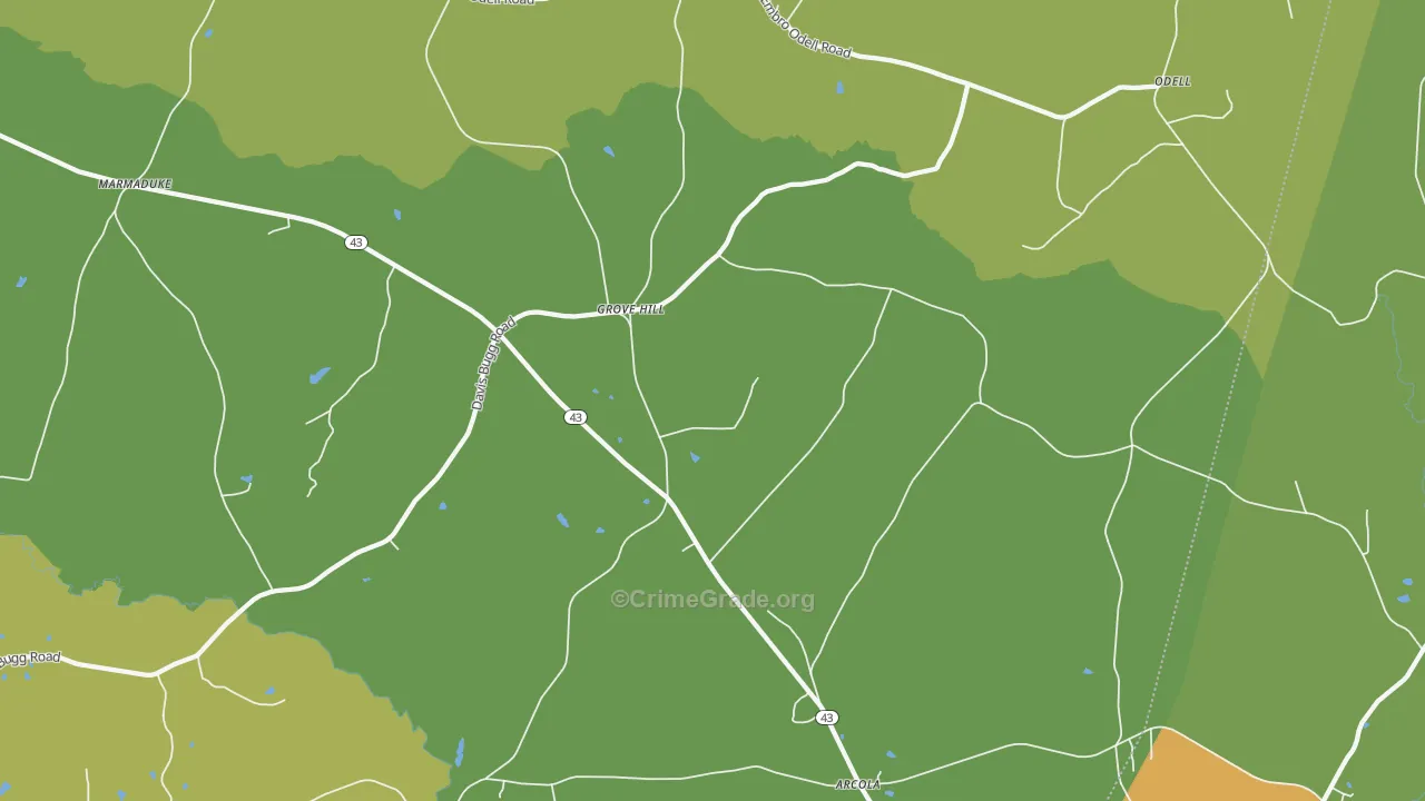 Grove Hill, NC Map of Drug-Related Crime Rates