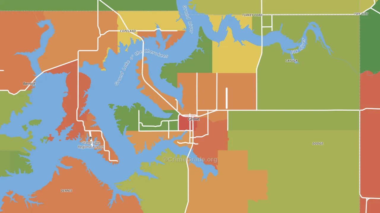 Grove, OK Map of Drug-Related Crime Rates