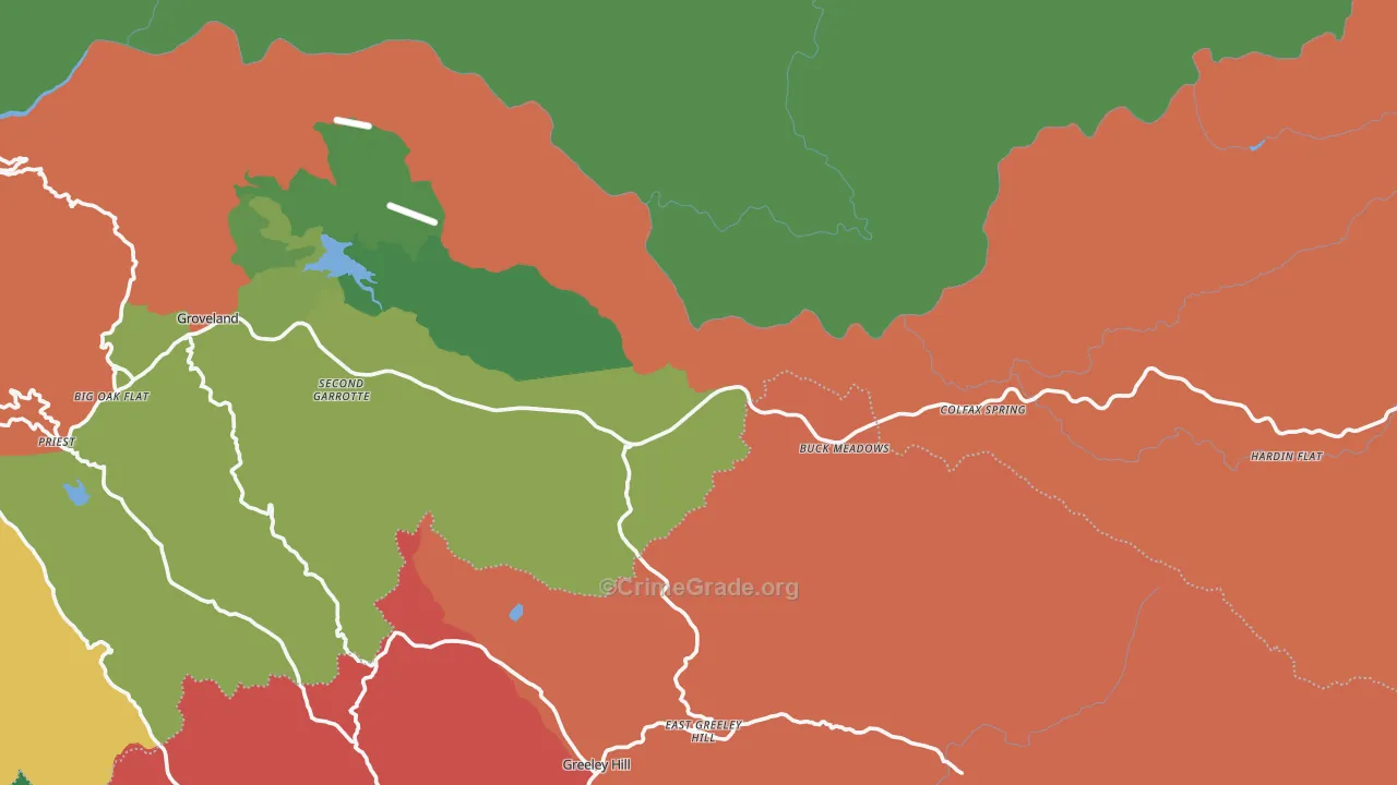 Groveland, CA Map of Drug-Related Crime Rates