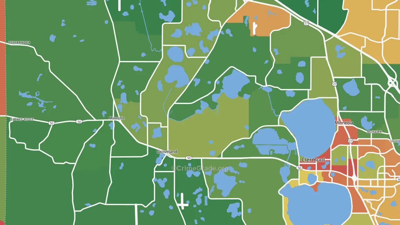Groveland, FL Map of Drug-Related Crime Rates