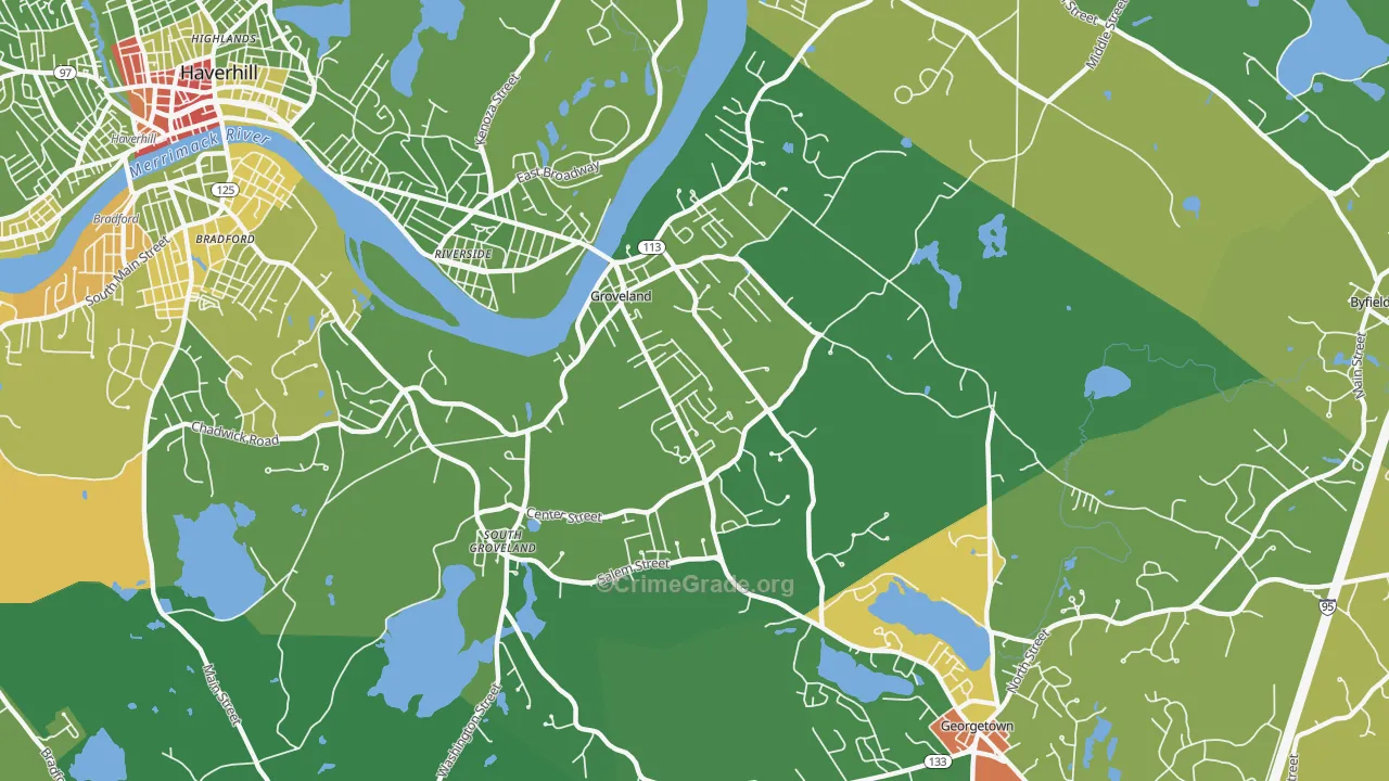 Groveland, MA Map of Drug-Related Crime Rates