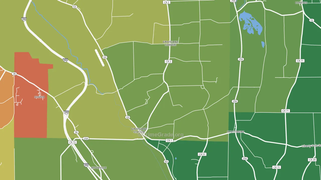 Groveland, NY Map of Drug-Related Crime Rates