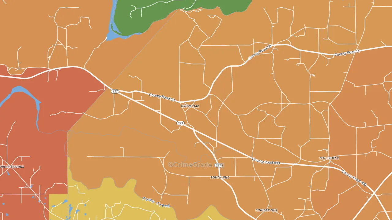 Groveoak, AL Map of Drug-Related Crime Rates