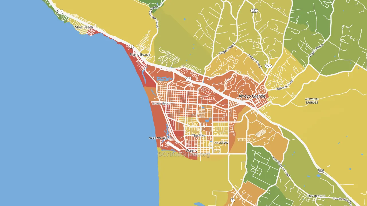 Grover Beach, CA Map of Drug-Related Crime Rates