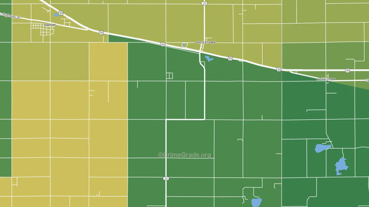 Grovertown, IN Map of Drug-Related Crime Rates
