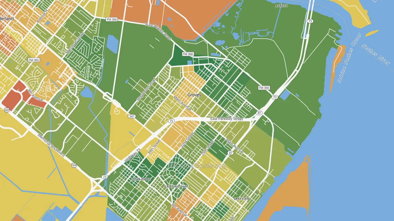 Groves, TX Map of Drug-Related Crime Rates
