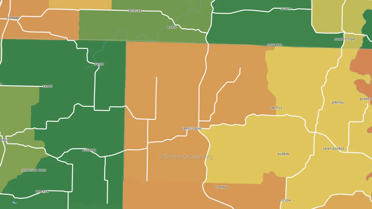 Grovespring, MO Map of Drug-Related Crime Rates