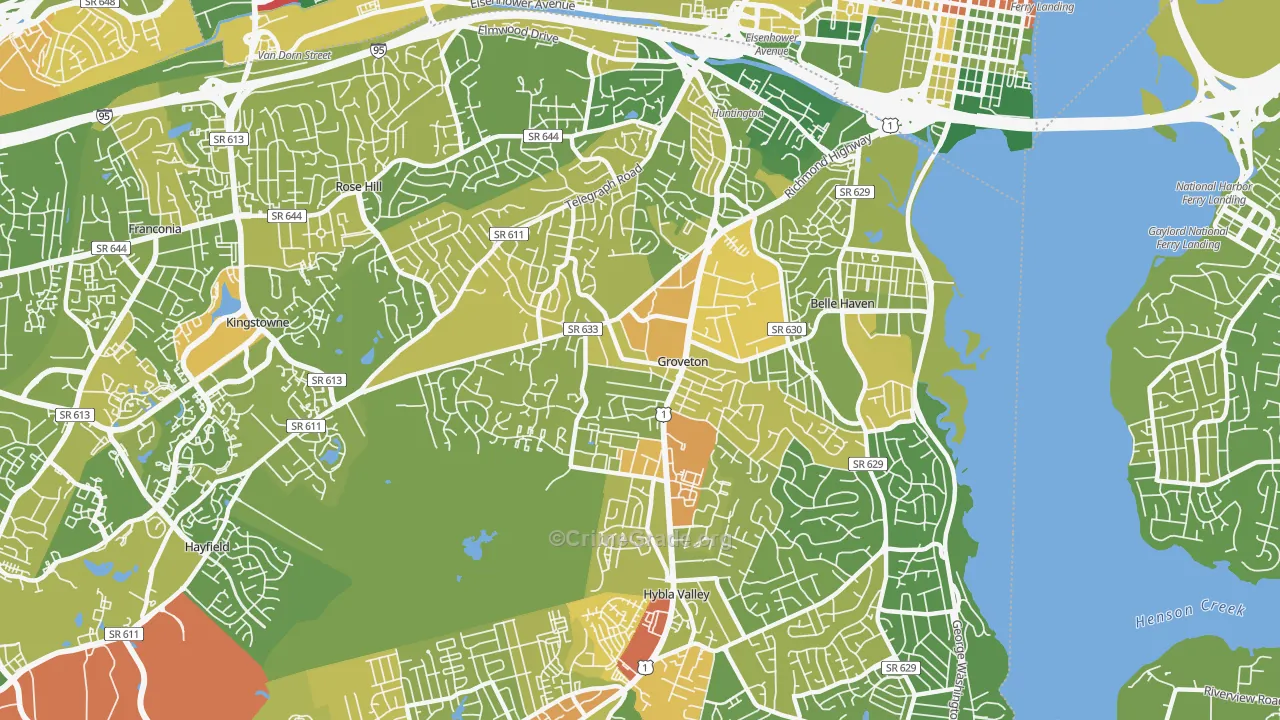 Groveton, Alexandria, VA Map of Drug-Related Crime Rates