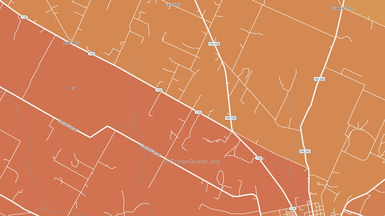 Gruenau, TX Map of Drug-Related Crime Rates