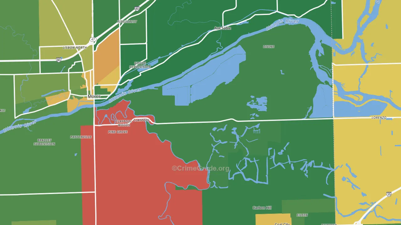 Grundy County, IL Map of Drug-Related Crime Rates