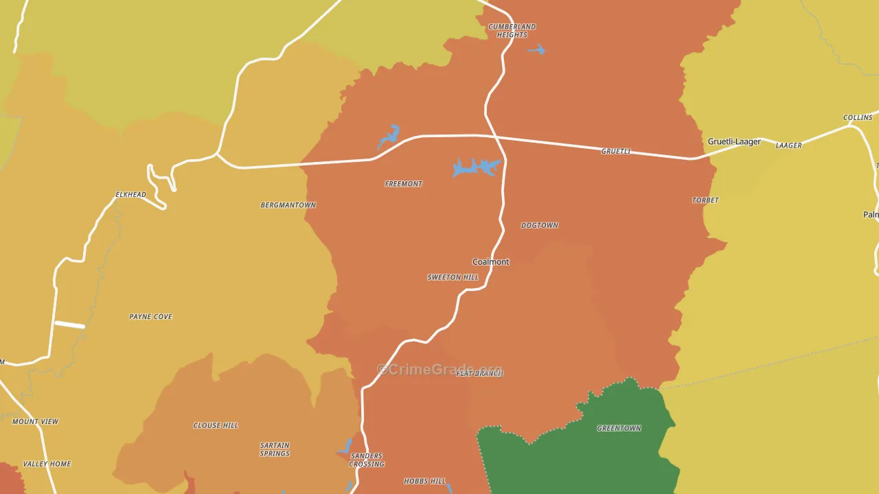 Grundy County, TN Map of Drug-Related Crime Rates