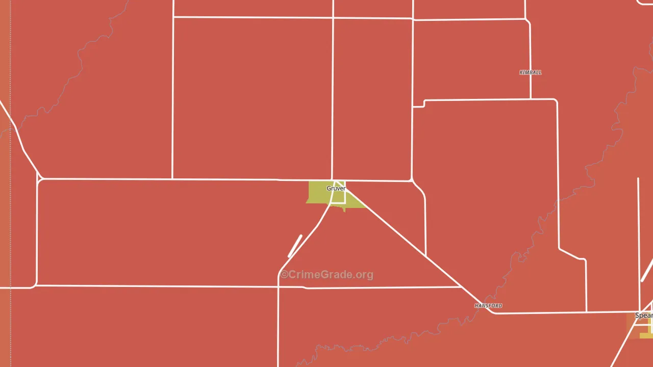 Gruver, TX Map of Drug-Related Crime Rates