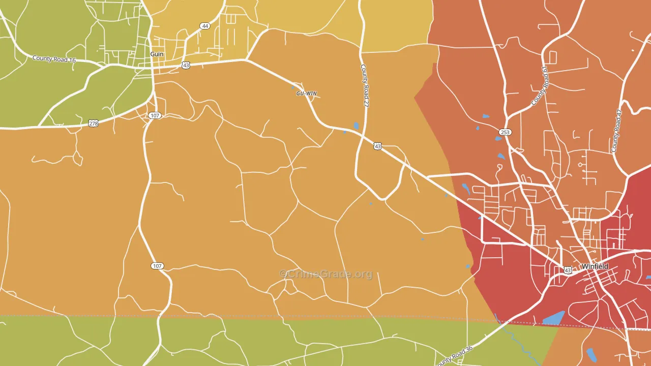 Gu-Win, AL Map of Drug-Related Crime Rates