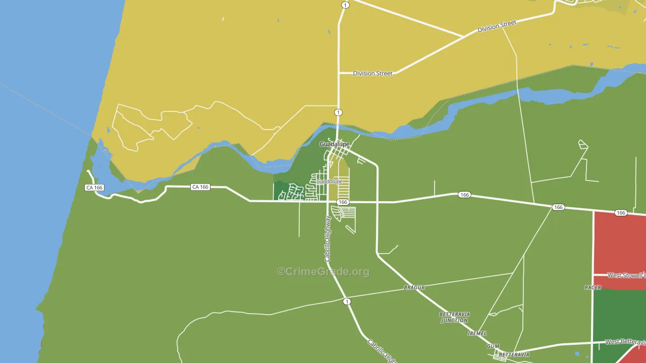 Guadalupe, CA Map of Drug-Related Crime Rates