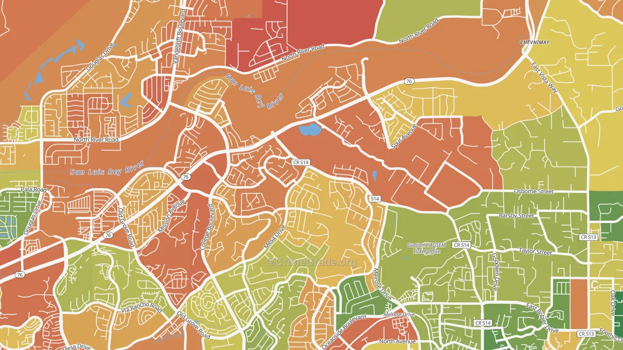Guajome, Oceanside, CA Map of Drug-Related Crime Rates