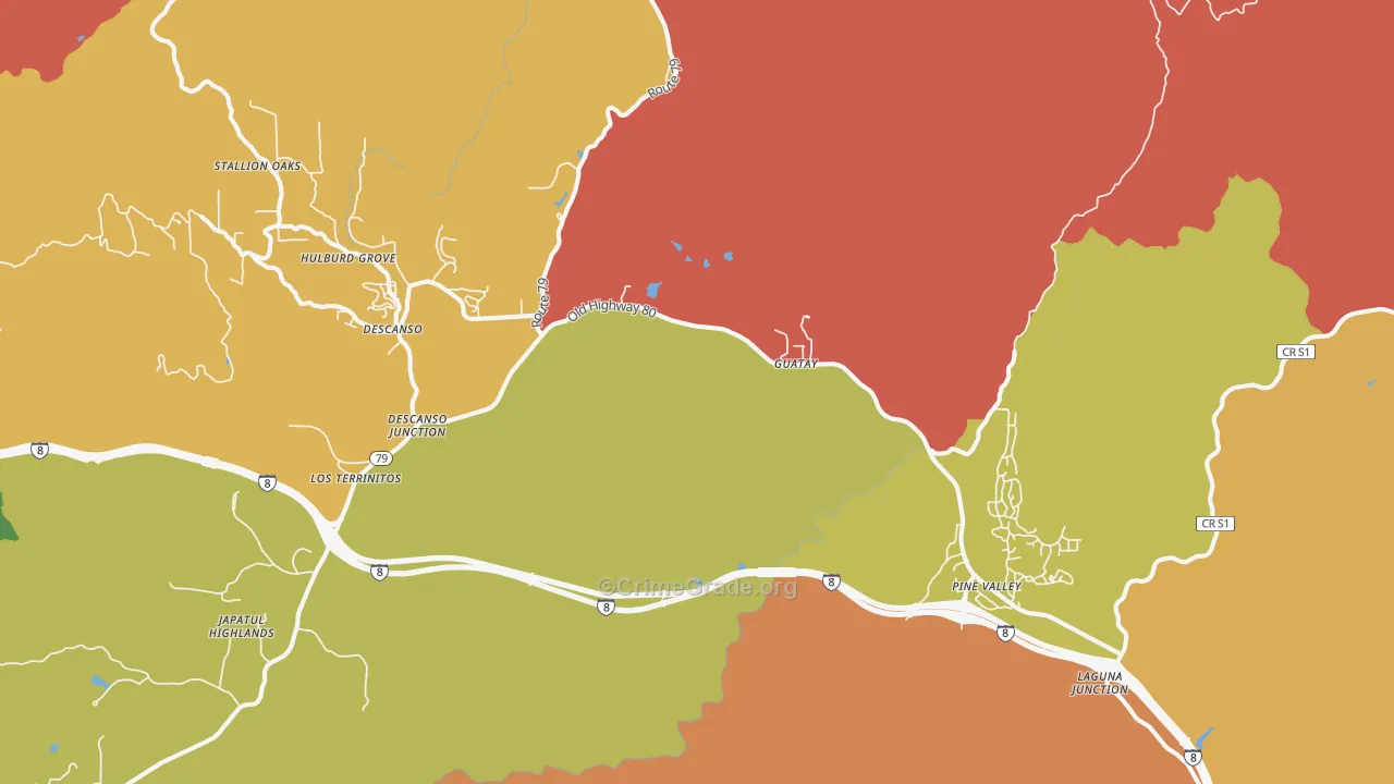 Guatay, CA Map of Drug-Related Crime Rates